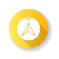 Navigator arrow yellow flat design long shadow glyph icon