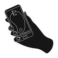 Navigator in the golf course phone.Golf club single icon in black style vector symbol stock illustration web.