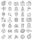 Navigator pointer line icons set.