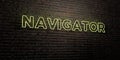 NAVIGATOR -Realistic Neon Sign on Brick Wall background - 3D rendered royalty free stock image