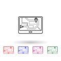 Navigator screen multi color icon. Simple thin line, outline vector of navigation icons for ui and ux, website or mobile Royalty Free Stock Photo