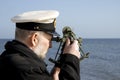 Navigator with Sextant Royalty Free Stock Photo