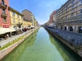 Navigli district canal view, Milan, Italy