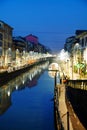The Naviglio Grande canal in Milan, Italy
