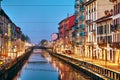 The Naviglio Grande canal in Milan, Italy