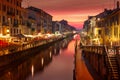 Naviglio Grande canal in Milan, Lombardia, Italy