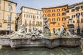 NAVONA SQUARE WITH FOUNTAIN. FAMOUS DESTINATION OF ROME. Royalty Free Stock Photo
