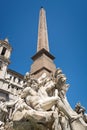 Obelisk of Four Rivers Fountain in Piazza Navona and church of Santa Agnese in Agone Rome Italy Europe. Royalty Free Stock Photo