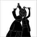 Navratri Dandia silhouette Illustration, Dandia Garba silhouette