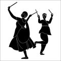 Navratri Dandia silhouette Illustration, Dandia Garba silhouette