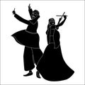 Navratri Dandia silhouette Illustration, Dandia Garba silhouette