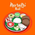 Navratri food thali vector illustration