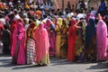 Navratri Hindu festival. Colorfully dressed Indian women Royalty Free Stock Photo