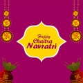 Navratri indian festival celebration background with vector kalash