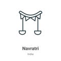 Navratri outline vector icon. Thin line black navratri icon, flat vector simple element illustration from editable india concept