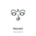 Navratri outline vector icon. Thin line black navratri icon, flat vector simple element illustration from editable india concept