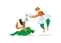 Navratri in Tri-colour Costume, Vector, Illustration