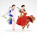 Navrattri character dancing on garba on the occassion of navratri on png background