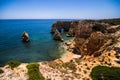 Navy Beach, Praia da Marinha, one of the most famous beaches of Portugal, located on the Atlantic coast in Lagoa Municipality, Alg Royalty Free Stock Photo