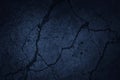 Dark blue grunge background. Navy blue abstract background. Toned concrete wall texture with cracks. Royalty Free Stock Photo