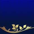 Navy blue Background decorated the golden floral Border. Royalty Free Stock Photo