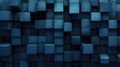 Navy blue Cubes Wall Background, abstract illustration Royalty Free Stock Photo