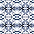 Navy Blue Endless Vintage Tie Dye Effect. Tie Dye