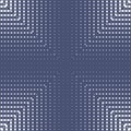 Navy blue geometric halftone seamless pattern with small rhombuses, squares Royalty Free Stock Photo