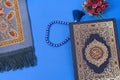 a navy blue islamic holy book Royalty Free Stock Photo