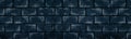 Navy blue large old brick block wall wide texture. Dark indigo gloomy background Royalty Free Stock Photo