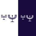 2 navy blue menorah icon for celebrate the hanukkah day