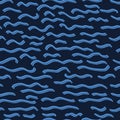 Navy blue ocean waves seamless vector pattern. Hand drawn seaside beach water tile. Wavy aqua all over print for Royalty Free Stock Photo