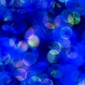 Navy blue party circles background with illumination pink green bokeh Royalty Free Stock Photo