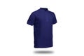 Navy blue polo shirt with ghost model concept floating in plain background