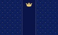 Navy blue seamless pattern in retro style with a gold crown. Can be used for premium royal party.