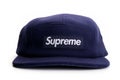 Navy blue Supreme cap on white background