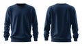 Navy Blue Sweatshirt Front and Back View for Apparel Marketing Campaigns Royalty Free Stock Photo