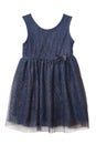 Navy blue tulle dress with golden sequins