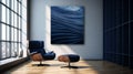 Navy Blue Wave Artwork For Berliner Weisse Room