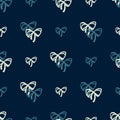 Navy Blue White Abstract Ribbon Bow Tie Vector Graphic Art Seamless Pattern Royalty Free Stock Photo