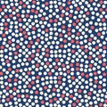 Navy blue white polka dot circles. Vector pattern seamless background. Hand drawn texture style. Tiny small dotty