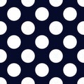 Navy blue and white seamless polka dot pattern. vector modern design illustration Royalty Free Stock Photo