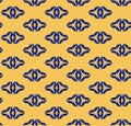 Navy blue and yellow geometric seamless pattern with triangular shapes