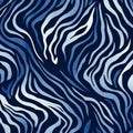 Navy Blue Zebra Print Seamless Pattern With Fluid Washes Of Color