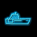 navy boat neon glow icon illustration