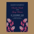 Navy and coral Wedding invitation card