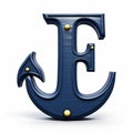 Navy 3d Cartoon Letter F: Anchor Letter E In Jim Woodring Style