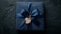 The navy gift box.AI generated image Royalty Free Stock Photo