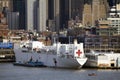 Navy hospital ship Comfort docked pier 90 in NYC to assist during Coronavirus outbreak