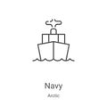 navy icon vector from arctic collection. Thin line navy outline icon vector illustration. Linear symbol for use on web and mobile